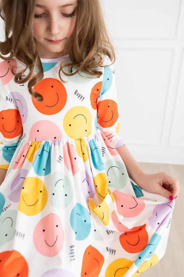 happy-days-3-4-pocket-twirl-dress Mila &  Rose - Sophia's Style-Happy Days 3/4 Pocket Twirl Dress-6-12M--1